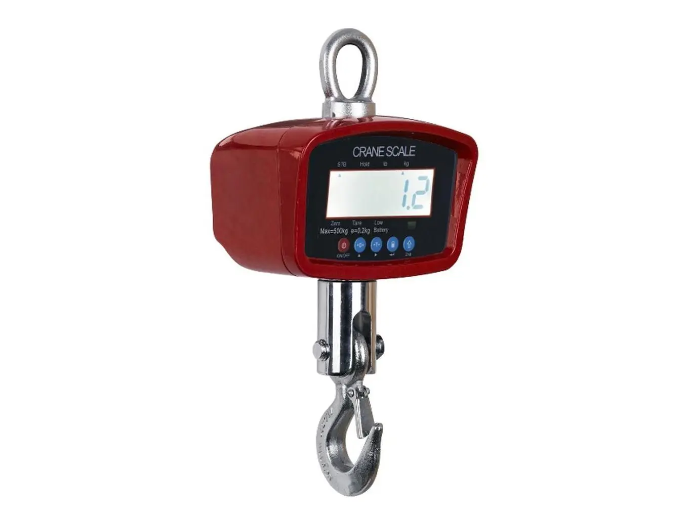 Optima Scales Digital General Purpose Crane Scale - 500 lbs x 0.2 lb, LCD Display, Wireless Remote Control, Economical Weighing Solution