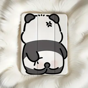 Cute little panda pattern, with adjustable bracket and pen slot, foldable non-slip TPU protective case, suitable for iPad mini, iPad Air, iPad Pro/iPad 10th generation, 11th generation and other series iPad protective cases