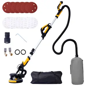 Hardware Drywall Sander, 780W Electric Drywall Sander with Vacuum Dust Collection  6.5A Motor Dustless Floor Sander with Variable Speed 900-1800RPM, LED Light, Extendable & Foldable Handle,