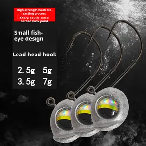 10 pieces in a box Simulated fish head UV big-eye lead head hook 2.5g 3.5g 5g 7g big-eye fish head lead head hook for sea fishing reinforced lead head hook