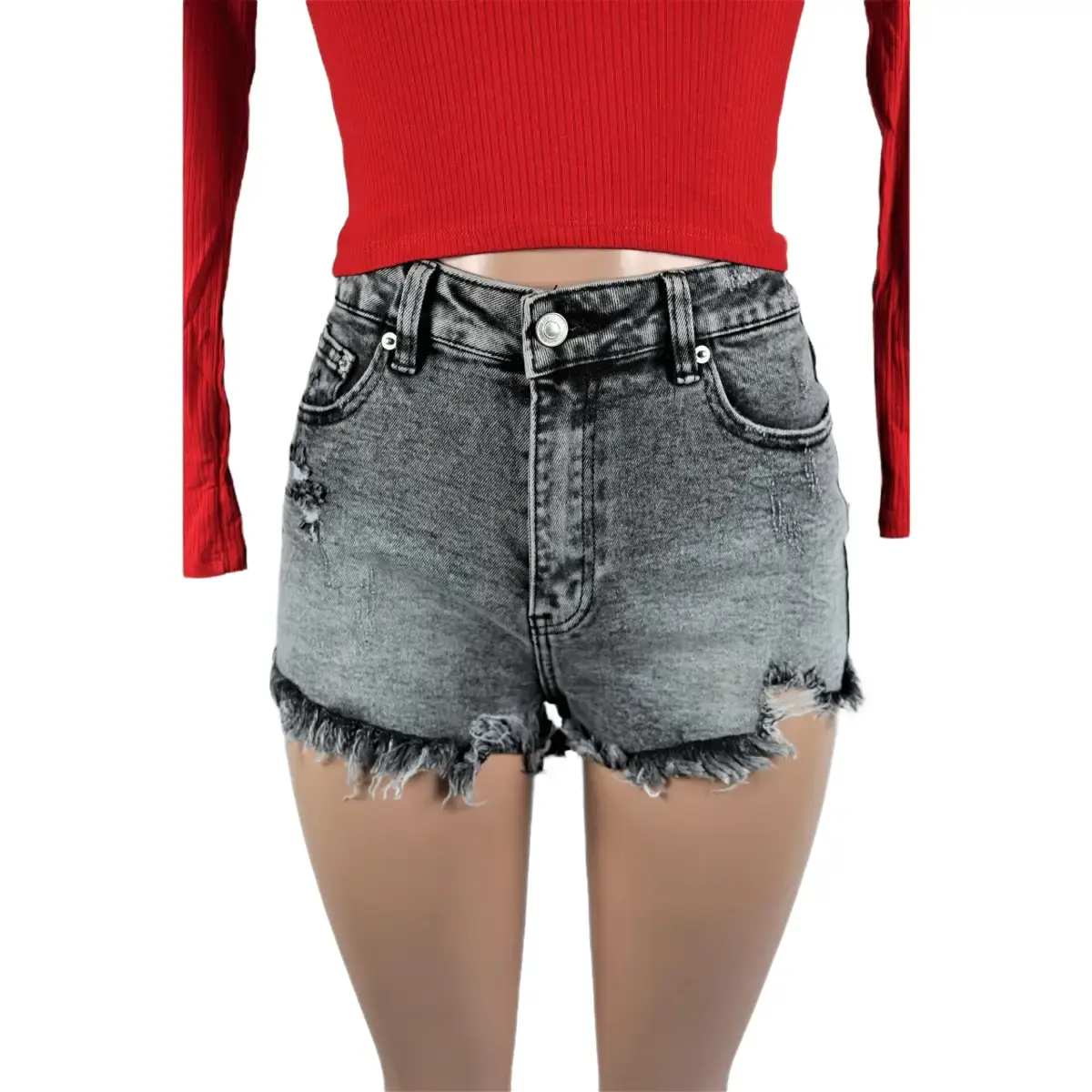 Jacob Shorts High Waisted Cotton Spandex Womenswear Bottom raw hem