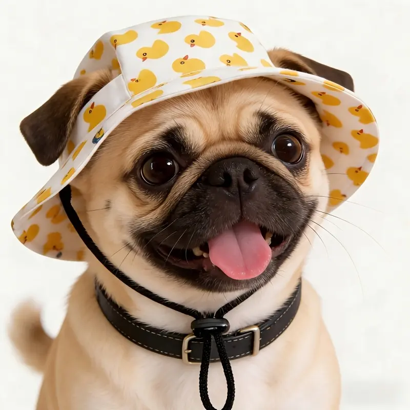 Cute Pet Bucket Hat for Dogs & Cats, Adjustable Summer Sun Hat, Lightweight Outdoor Beach Hat for Small & Medium Pets daily wear