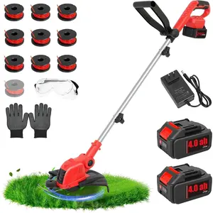 21V Weed Wacker Cordless String Trimmer with 2x4.0Ah  &  Charger, 12" Automatic Feed Grass Trimmer, 2-in-1 Electric Weed Eater for Garden Edge Lawn Tool