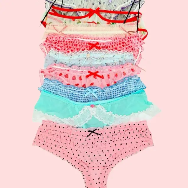 MILANBLOCKS XS-2XL Soft Girl Sheer Knicker Fitted Lace Panties with Floral Embroidery & Ruffle Details Casual Elegant Underwear