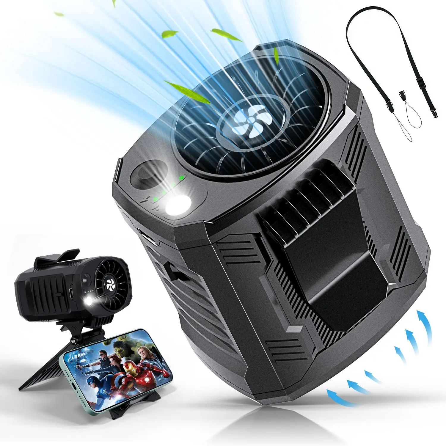 Dealsforyoudays-Waist Fan, Portable Fan with 4-Speed Settings, Dual-Sided Clip on Wearable Belt Personal Fan for 7000mAh, High speed fan，2 Settings in