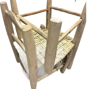 Haitian's Big Chair/chez - Natural Wood Frame with Woven Seat and Backrest for Rustic Home Decor