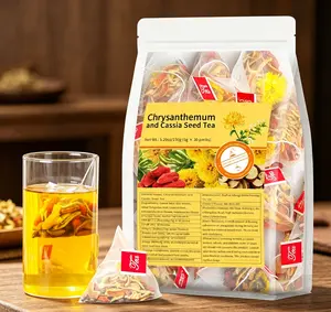 Natural Chrysanthemum Cassia Seed Tea Bags, Mixed Herbal Wellness Tea for Eye Strain Relief, Caffeine Free Detox Flower Tea for Office Workers & Night Owls