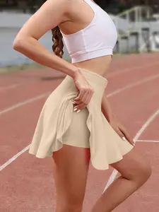 Trendy Sporty Skirt Set, Outdoor Active Wear, Integrated Safety Shorts Half-Skirt, Drawstring Waist Skorts, Athletic Skorts, Tennis Skorts, Perfect for Sports & Casual