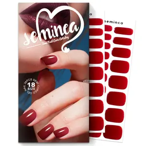 SEMINCA Semi Cured Gel Nail Strips-Everyday Fake Nails Short 36Pcs Nude Ombre Press on Nails,Low Maintenance Semi Cured Gel Stickers,Works with Any UV/LED Lamps(Redness)