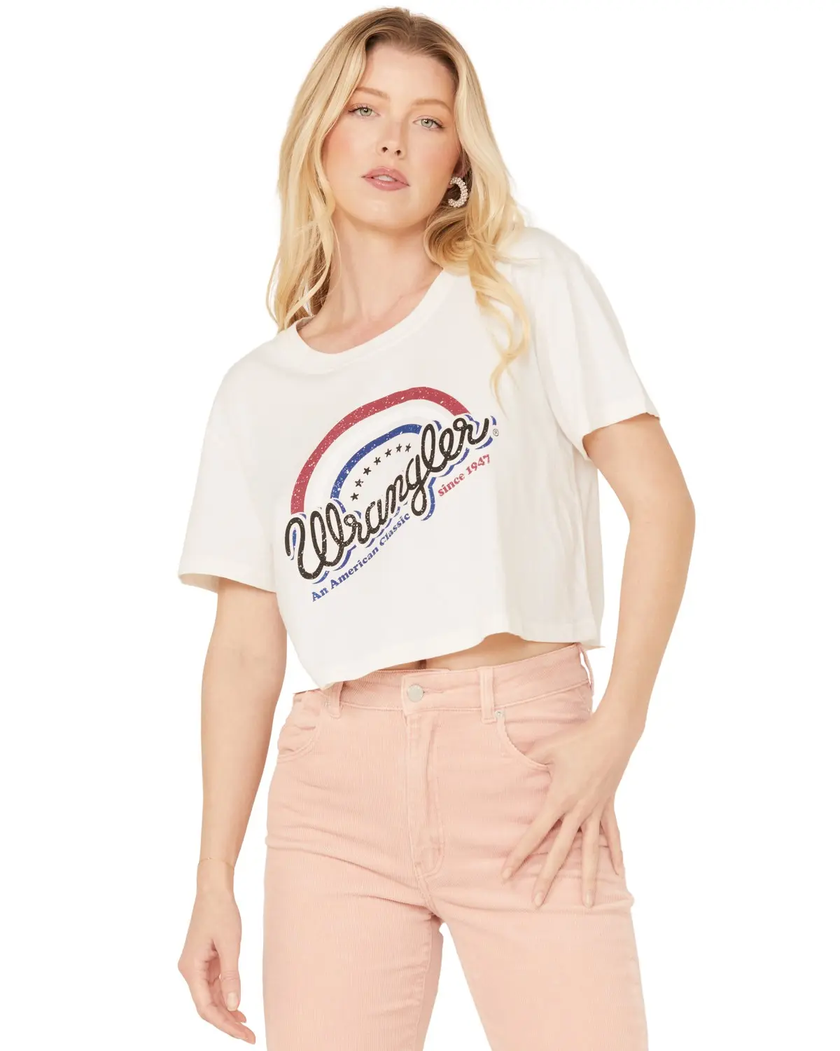 Wrangler Women's Women'S Cropped Short Sleeve Logo Graphic Tee - 112328947