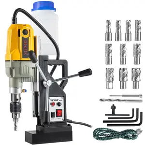 VEVOR Magnetic Drill, 1100W 1.57\" Boring Diameter, 2697lbf/12000N Portable Electric Mag Drill Press with 12 Drilling Bits, 580 RPM Max Speed Drilling Machine for any Surface and Home Improvement