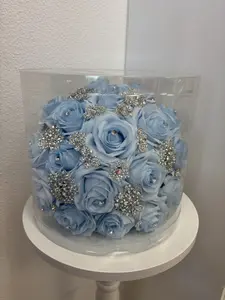 Baby Blue and Silver Deluxe Bling Bouquet with Sparkling Rhinestones and Elegant Rose Arrangement for Special Occasions