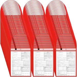 80 Pack Red Job Ticket Holder with Hanging Strap Bulk Oversized 10 x 14 Reusable Clear Plastic Dry Erase Work Repair Order Sleeves Both Sides Clear
