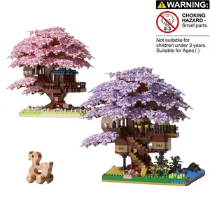 Mini Sakura Tree House Building Blocks, Collectible Display Piece, Never Fading Flowers, Home Decor, Office Decoration, Adult Toy, Holiday Gift