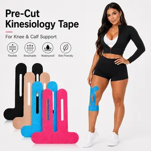 Precut Kinesiology Tape for Knees, 10 Pcs Knee Support Athletic Tape, Waterproof Breathable Elastic Sports Tape, Latex-Free