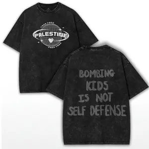 Free Palestine Oversized Washed Protest Tee – Double Printed Streetwear with Solidarity Quote Graphic|   Bold Political Statement