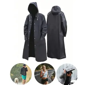 Durable Eva Long Raincoat with Adjustable Hood, Unisex Waterproof Rainproof Full Coverage Jacket, Lightweight Breathable Design for Hiking Fishing Cycling