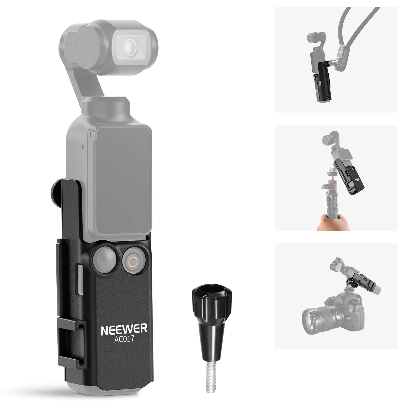 NEEWER AC017 Pocket 3 Extension Mount Adapter, Compatible with DJI Osmo Pocket 3 Accessories, Protective Cage Bracket Mic Holder Clamp Stand with Cold Shoe for Tripod Vlog Video Recording
