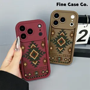 Boho Aztec Tribal Pattern Soft Phone Case for iPhone 17 Pro 16 Pro Max 15 Plus 14Pro 13 12 11 XS Max XS XR & Samsung Galaxy S25 Ultra S24 Plus S23 Shockproof Ethnic Style Modern Design