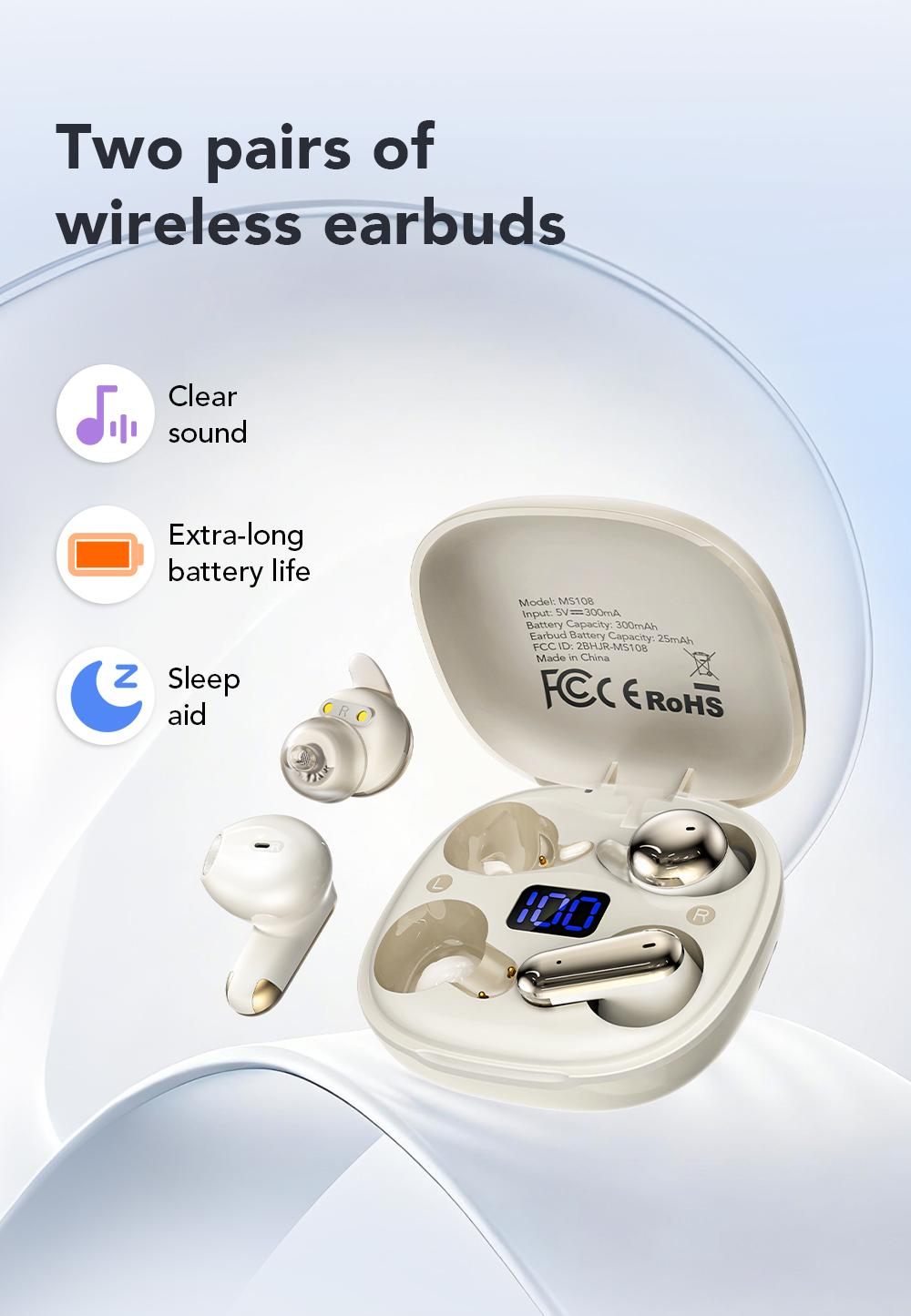 MINISO MS108 Wireless Headphones In-ear Design Noise Cancelling True Wireless Earbuds with Digital Display Bluetooth 6.0 Gaming Headset for Running Exercising Lightweight Fitness Earphones