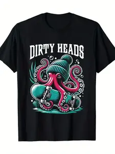 Men’s Vintage Skateboard T-Shirt – Octopus Punk Graphic Dirty Heads Tee