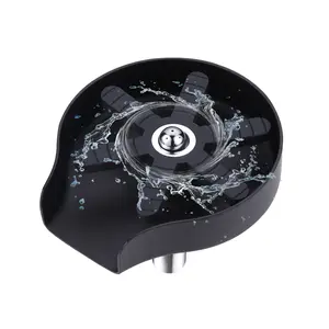 WOWOW Kitchen Glass Rinser Cup Rinser: Stainless Steel Glass Rinser for Kitchen Sink - Automatic Bottle Cup Washer for Sink in Matte Black