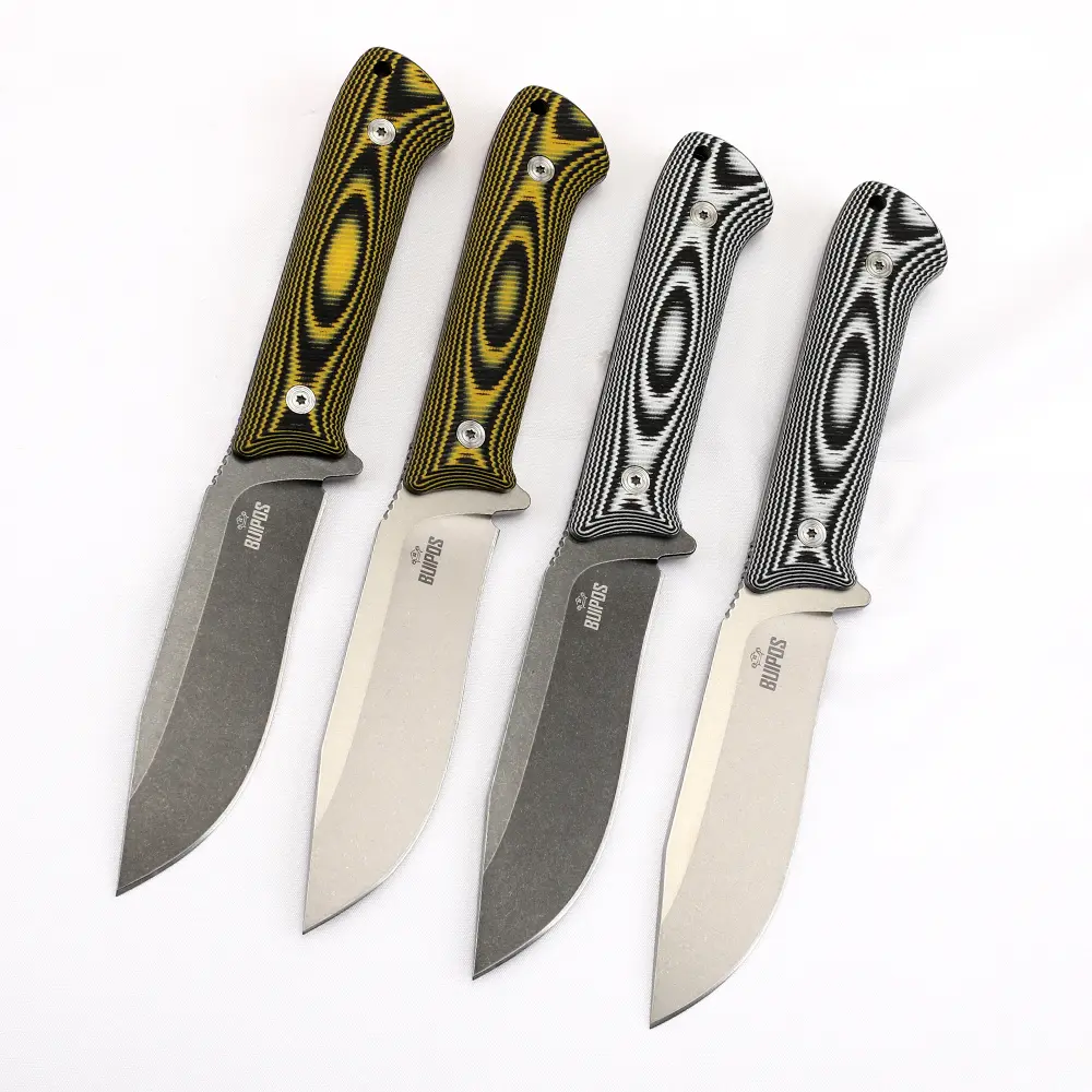 High Hardness DC53 Steel Fixed Blade Knife, Stone Wash Finish, G10 Handle, Kydex Sheath for Camping Survival Outdoor Cutting Tool, High Hardness Knives