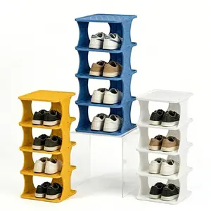 Multi-Layer Shoe Rack, Vertical Narrow Stackable Shoe Storage Organizer, Free Standing Tall Shoe Shelf for Closet, Entryway & Bedroom, Space-Saving Plastic Shoe Rack for Small Spaces, Easy Assembly