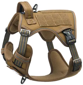 Tactical Dog Harness for Medium Large Dogs, Heavy Duty Dog Harness with ID Card, Reflective Harness for Training Easy Control Dog Vest