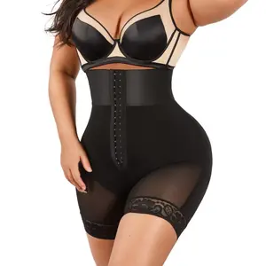 Highwaist Girdle BBL Shorts Hip Lift Compression Body Shapewear High Waist Short Tummy Control Fajas Colombianas Waist Trainers Sexy Non Slip Butt Lift Body Shaper Minimalist Basic Comfort Fajas Fit Womenswear Faja Strapless Seamless Check Black