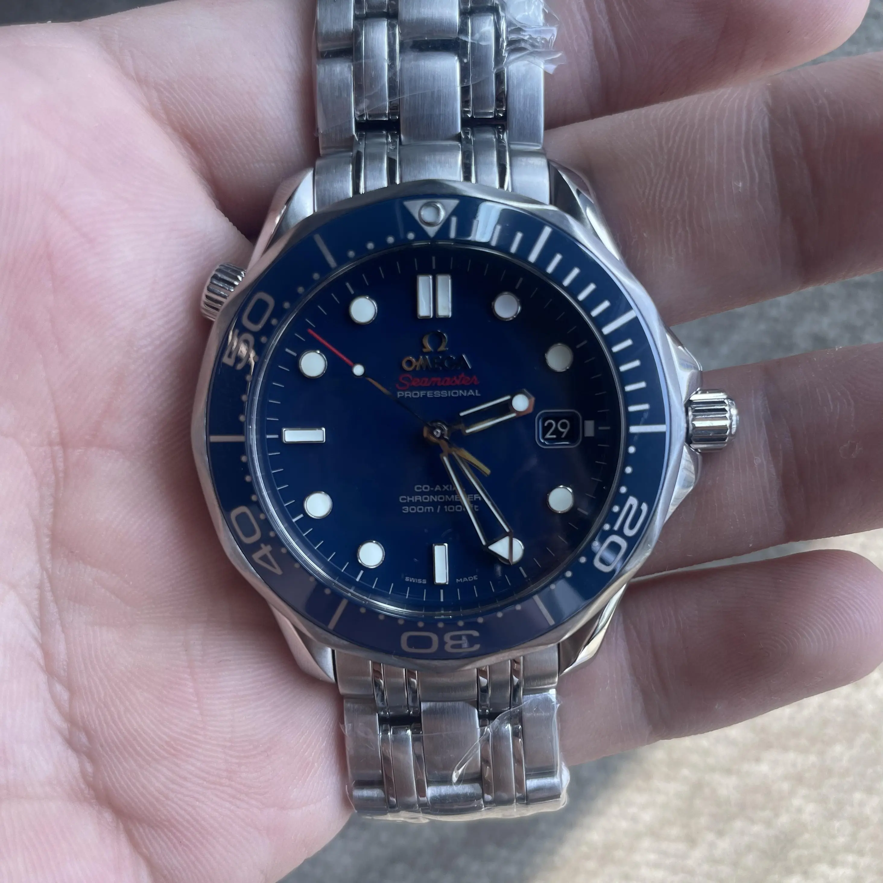OMEGA Seamaster, 41 mm, Blue-Dial Automatic, Stainless Steel Bracelet, # TK-86563349,18cm,XM,