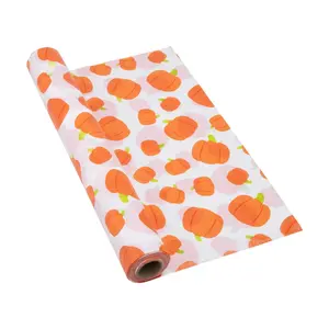 100 ft. x 40" Fall-Themed Pumpkins Disposable Plastic Tablecloth Roll