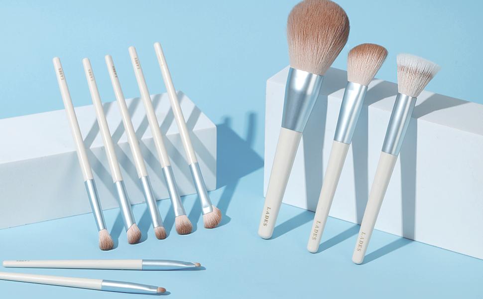 LADES Snow Beauty Makeup Brush Set, 10-Piece Collection, Sub-Brand of MSQ, Ideal for Professional & Home Use