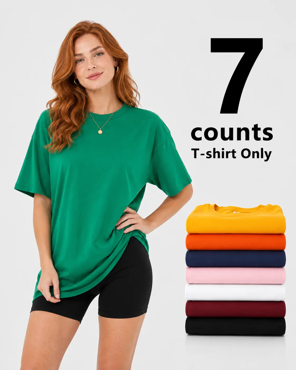[Limited Time Deal][Fast Shipping]7-Pack Women’s Short Sleeve T-Shirts, Soft Loose Comfort Solid Color Crew Neck Casual Basic Tees for Women, Summer Everyday Tops(Only T-Shirts)