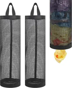 2Pack Plastic Bag Holder - Mesh Hanging Storage Dispenser for Shopping and Trash Bags Organiser Fruits Lightweight Socks