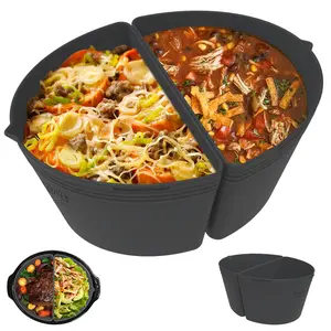 FROVEN Oval Slow Cooker Divider 4 QT Compatible Silicone Crock Pot Liner, Reusable Slow Cooker Liners, Leakproof & Dishwasher Safe for Most 4 Quart Cookers, Silicone Inserts CrockPot Accessories