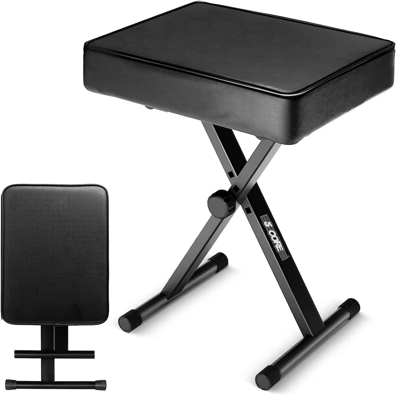 5 CORE Keyboard Bench 3 Inch Padded Cushion Adjustable 14.5" to 20.5" Piano Stool Heavy Duty Musician Chair 340 lbs Capacity – KBB BLK HD