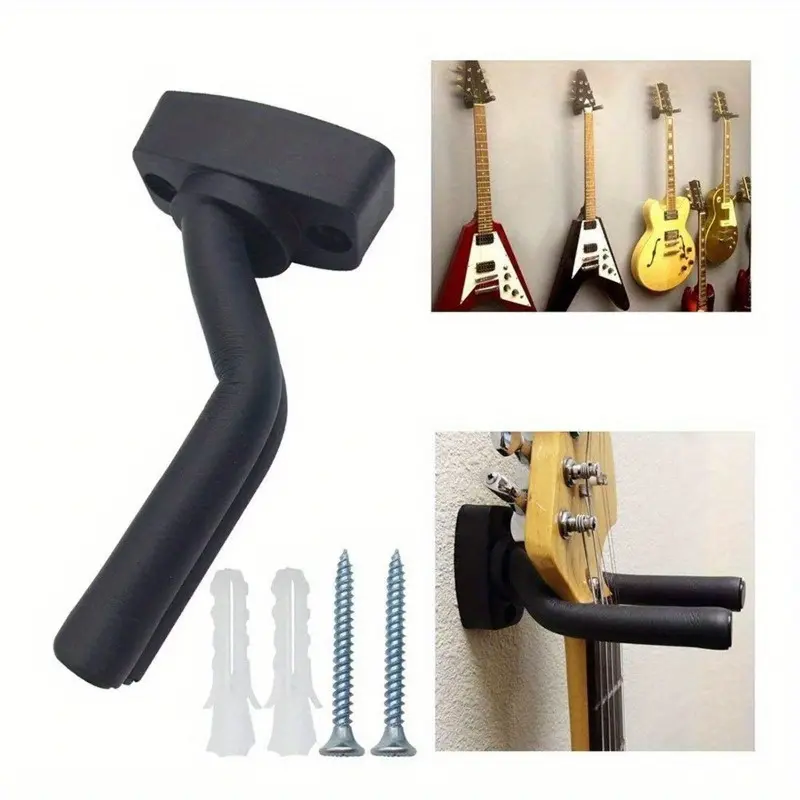 1pc Guitar Hook Short Hook Wall Mount Hanger Black Guitar Hanger Wall Hook for All Size Guitars Bass Mandolin Banjo Ukulele