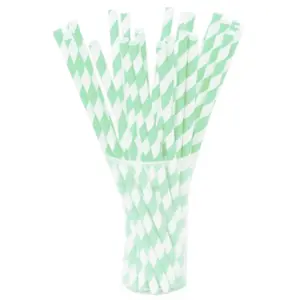 Mint Striped Paper Straws - 7.75 in. | 25 Count