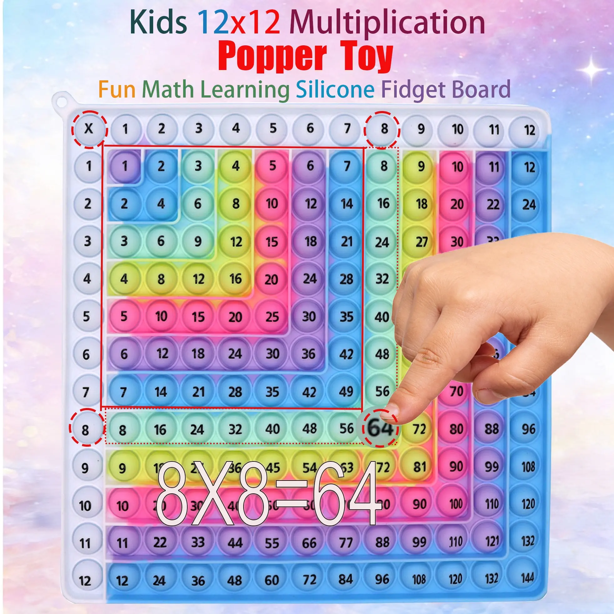 1pc Upgraded 12×12 Multiplication Learning Toy –  Fun & Stress-Relieving Math Learning Tools Math Pop game board for Kids for children Classroom&Homeschool Game,Birthday& Christmas gifts. Math Game Table Math Games