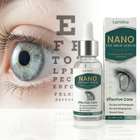 30ml Nano Eye Drop Serum Bottle - Sterile Individual Pack Alcohol-Free Hyaluronic Acid Soothing Hydrating Eye Care Dry Solution for Dryness, Stinging, Blurred Vision, Presbyopia, Brightening (Gentle Daily Use for Office Workers, All Skin Types)