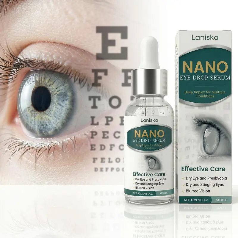 30ml Nano Eye Drop Serum Bottle - Sterile Individual Pack Alcohol-Free Hyaluronic Acid Soothing Hydrating Eye Care Dry Solution for Dryness, Stinging, Blurred Vision, Presbyopia, Brightening (Gentle Daily Use for Office Workers, All Skin Types)