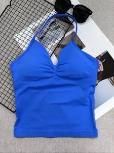 Women's Yoga Wireless Sports Bra, Sleeveless Fitness Short Top, Elastic Workout Vest, Breathable Gym Wear, Suitable for Exercise and Training