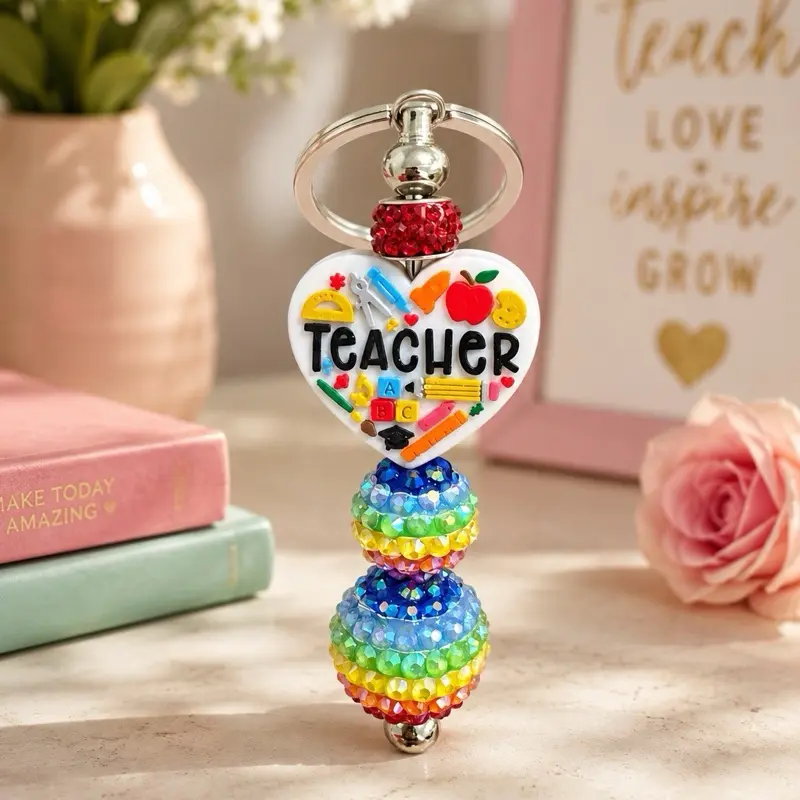 Teacher Keychain, Stainless Steel Inspirational Gift for High School Teachers