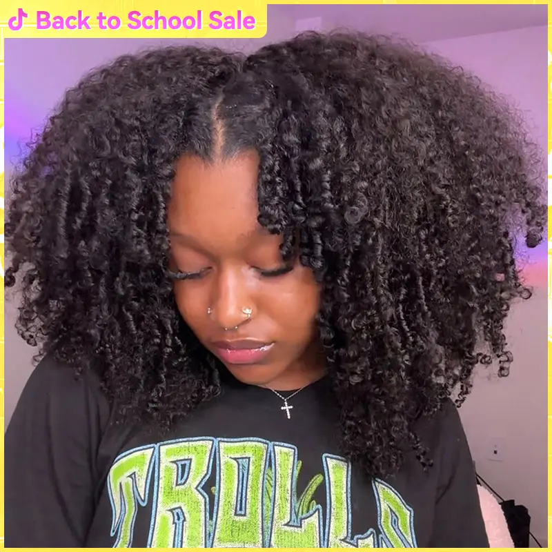 Vshow Afro Curly Hair V Part Wig No Leave Out Human Hair Glueless Wigs Ready To Go Protective Style Half Wig For Women Natural Looking Beginner Friendly #tiktokshopsummersale