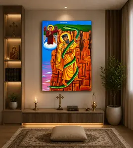 Abune Aregawi / አቡነ አረጋዊ/ Canvas Print – Ethiopian & Eritrean Orthodox Icon Wall Art | Spiritual Home Decor