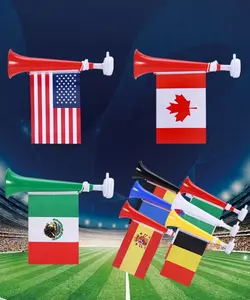 Football season, midsummer, football, cheeringhorn, cheering props for sports event audiences, 11inch stadium horn with national flag, suitable forcheering for sporting events, events, parties andspecial occasions