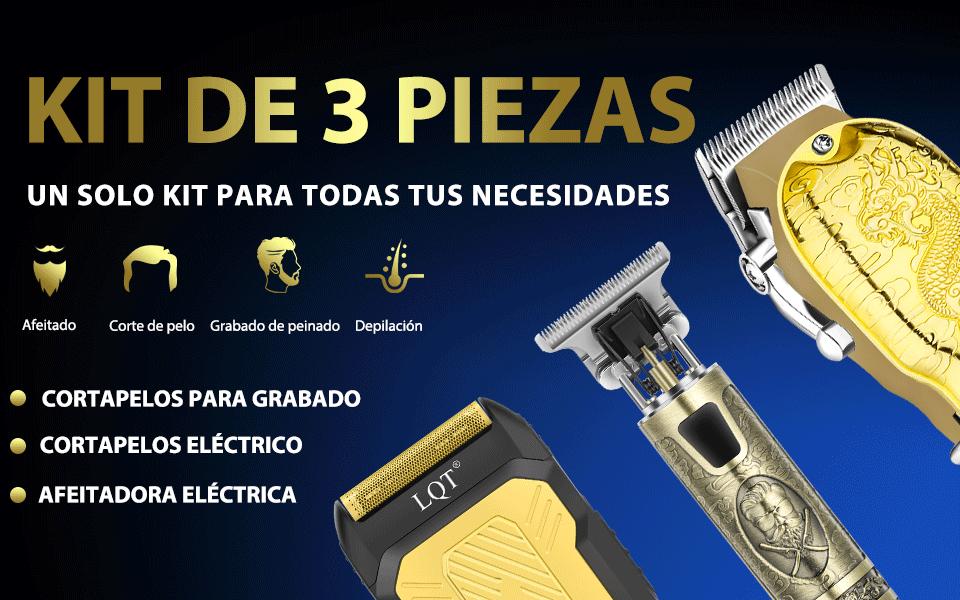 LQT 3-in-1 Cordless Professional Grooming Kit for Men, Rechargeable Hair Clipper Set with Precision Clip Tool, Detail Trimmer, Electric Shaver and Power Display for Home Use Dual-Head Removal