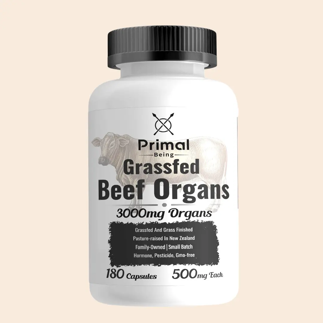 Primal Being Grassfed Beef Organ Complex — Liver, Heart, Pancreas, Spleen & Kidney — 180 Capsules, 3000mg Per Serving