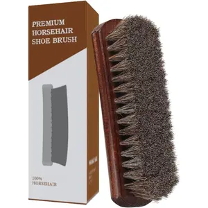 100% Horsehair Shoe Brush - 7" Solid Beech Wood Leather Shine Brush for Boots, Shoes, & Car Interiors - Soft Polishing Bristles for Buffing & Cleaning (7" Brush 1pc)